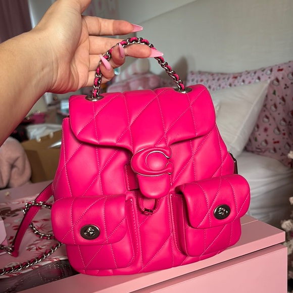 Coach Pink Quilted Backpack - Picture 1 of 4